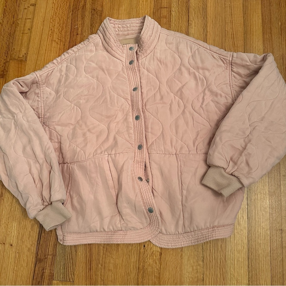 Blank NYC Tencel Drop Shoulder Quilted Liner Jacket Large Carnation Pink